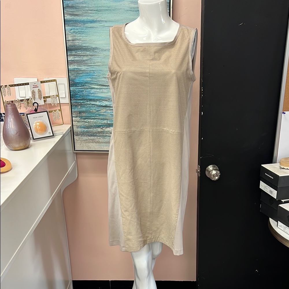 My Tribe Cream Sleeveless Sheath Dress Square Neck Midi New without tags